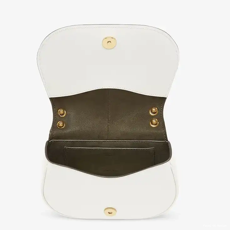 Vintage HOT Fendi C'mon Bag Mini Calf In White Leather 0629